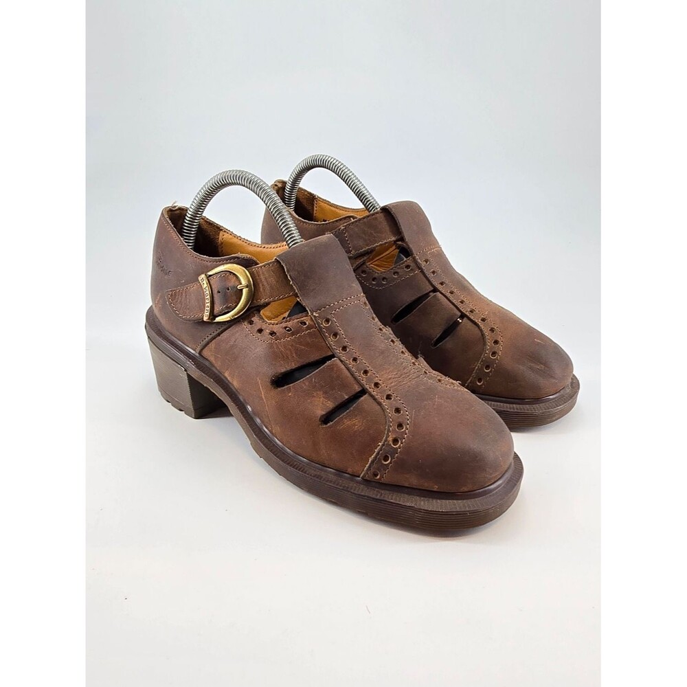 1990s Vintage Dr. Martens Brown Mary Jane Heels with Buckle England